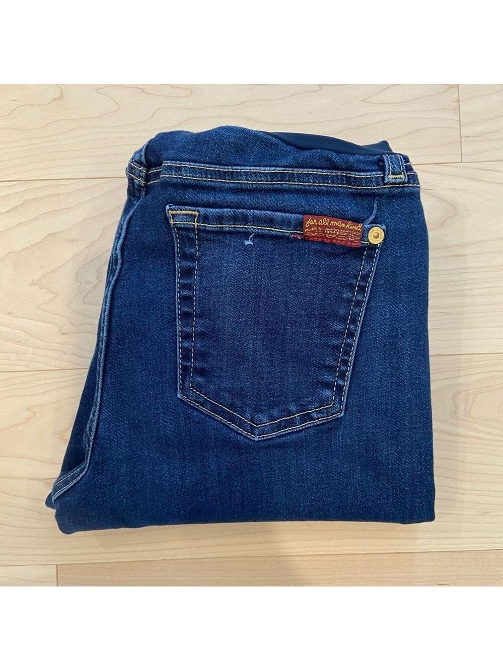 7 FAMK maternity jeans Secret fit belly style dark blue stretchy denim size 26 - Picture 3 of 14